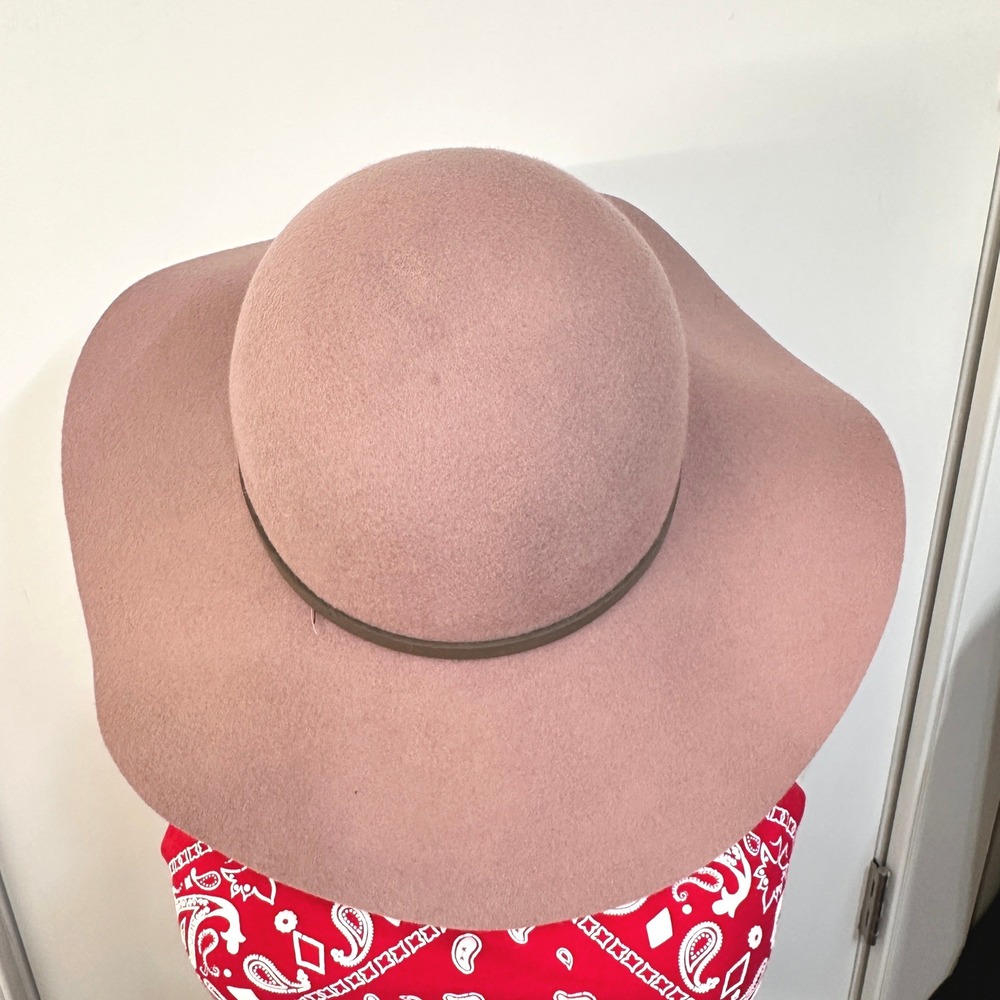 House of Harlow 1960 Dusty Rose 100% Wool Wide Brim Floppy Hat OS Boho - Picture 5 of 7